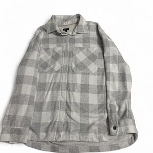 Women’s Grey & white plaid fleece jacket size large
